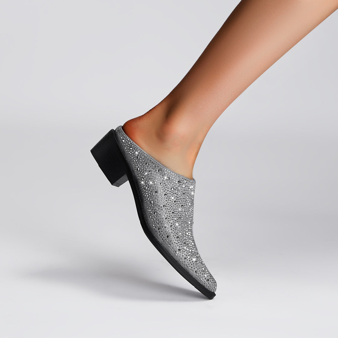 Femme Strass-besatte Mule Clogs Stilla