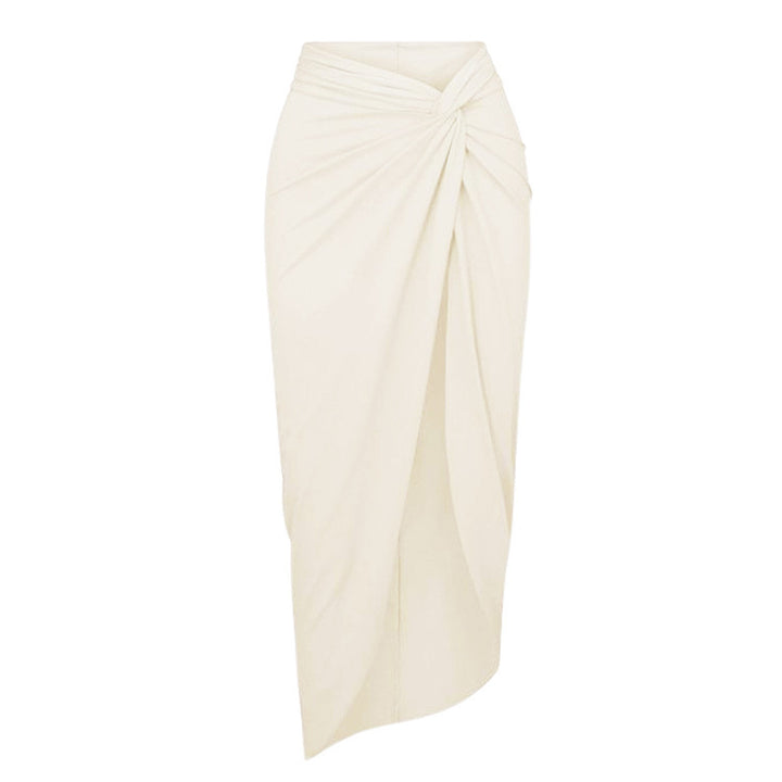 Dame badedragt med raffinerede draperinger og elegante gulddetaljer Skovae