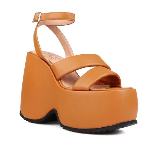 Femme Chunky Plattform Sandaler med justerbar ankelrem Stilla