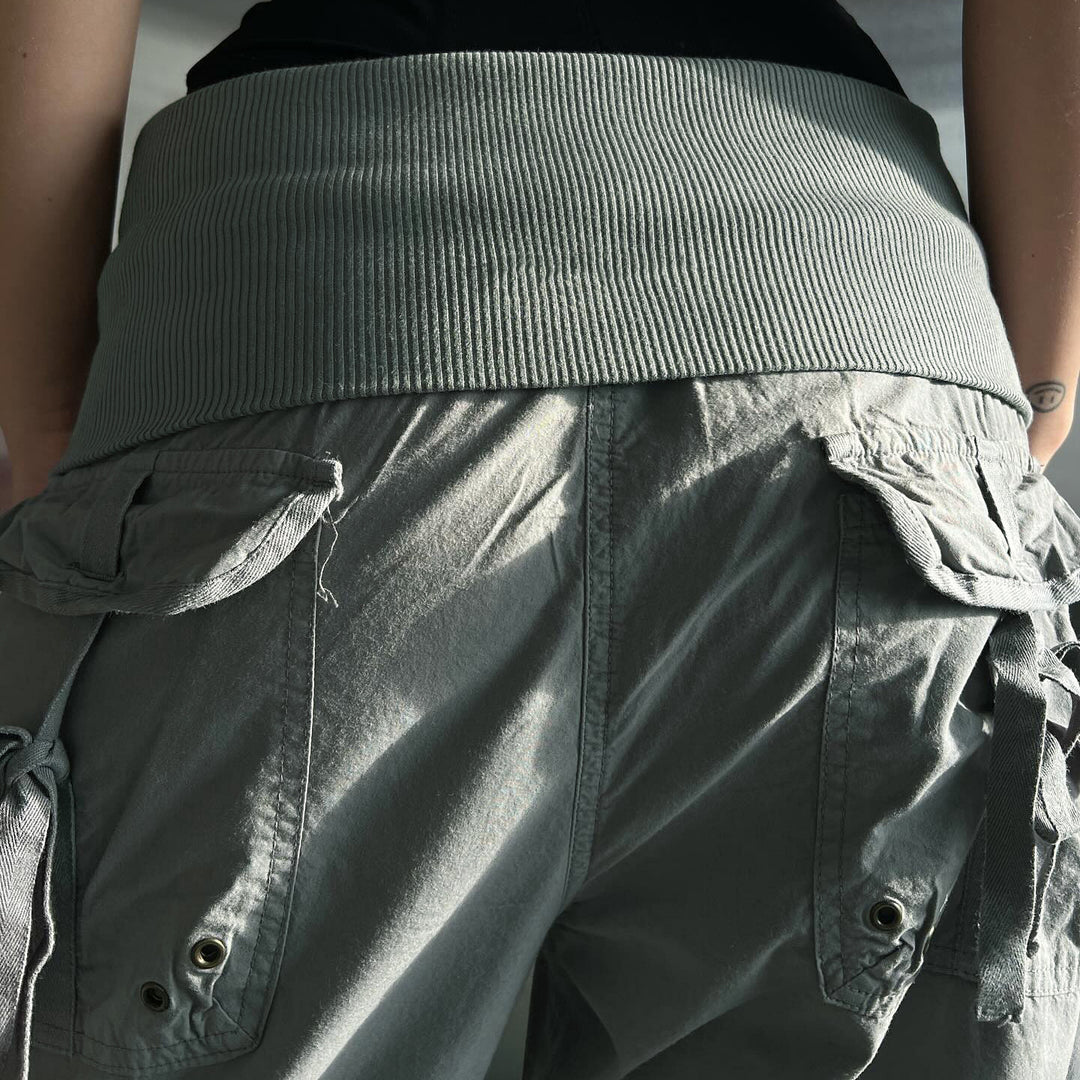 Dame Fashionable Cargo Pants with Elastic Waistband and Practical Pockets Skovae
