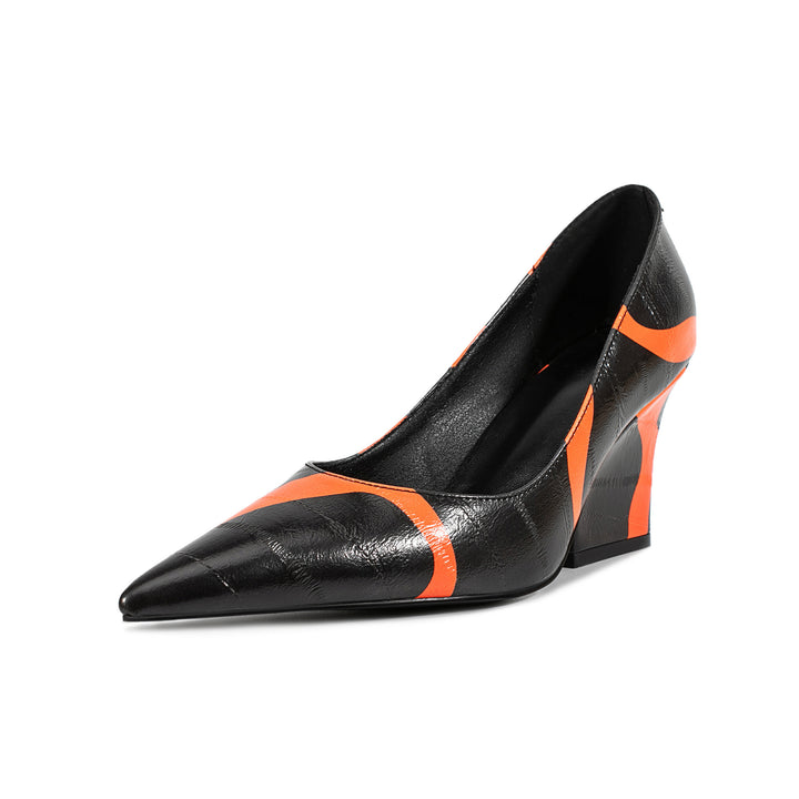 Dame Spids Tå Wedge-Pumps med moderne geometrisk design Stilla