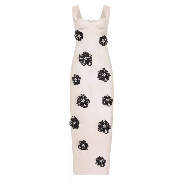 Damekjole med struktureret bustier og blomsterdesign Stilla