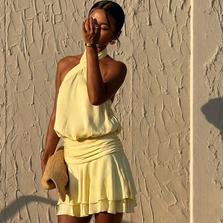 Dame Elegant Wrap Dress med off-shoulder design og flydende stof Skovae