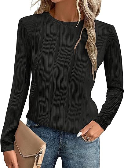 Dame Elegant Langærmet Bluse med Struktur Stilla