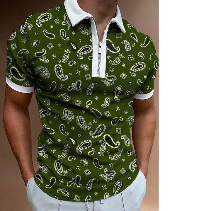 Herrer polo skjorte med trendy paisley mønster og lynlås Stilla