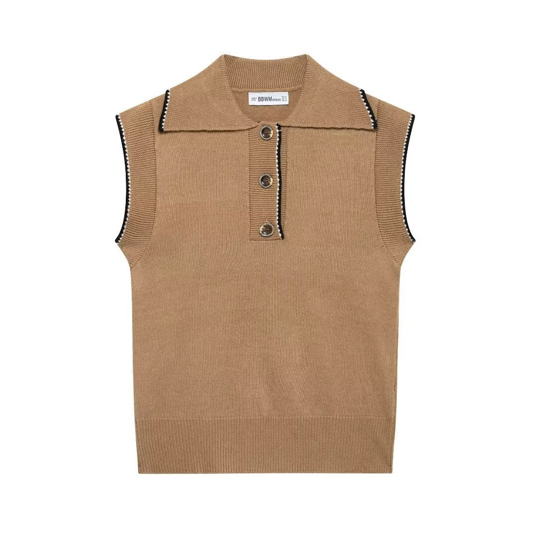 Femme Sleek ærmeløst strik-polo-sweater Stilla