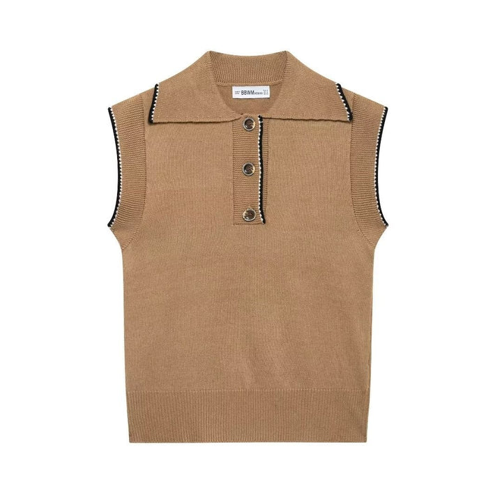 Femme Sleek ærmeløst strik-polo-sweater Stilla