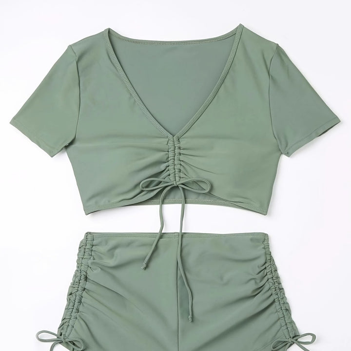 Dame Sporty Crop-Top og Shorts Sæt Stilla