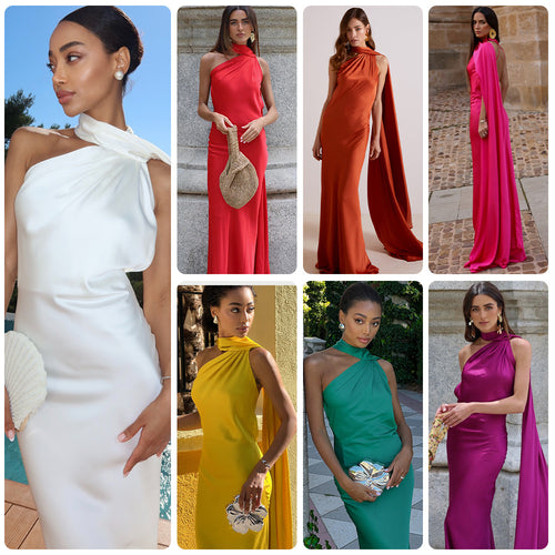 Dame elegante aftenkjoler med strømningsdesign og off-shoulder design