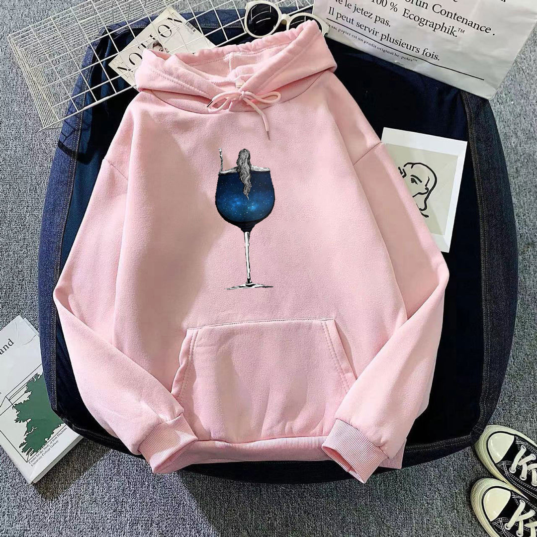 Kvinders hoodie med kreativ cocktail design Skovae