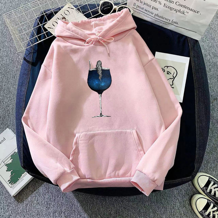 Kvinders hoodie med kreativ cocktail design Skovae