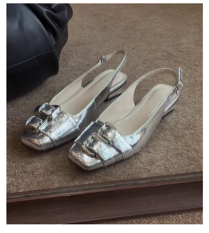 Kvindernes elegante Slingback-flade sko med dekorativ bue-detalje Stilla