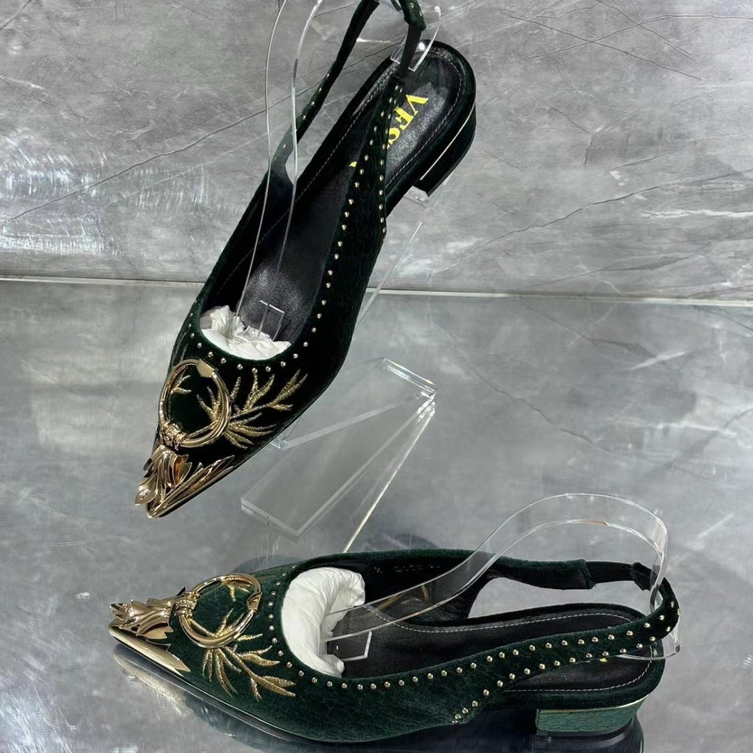 Dame elegante Slingback-flade med dekoreret design Stilla