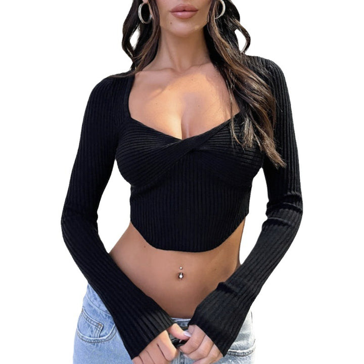 Dame Cropped Pullover med smal pasform og indviklet design Skovae
