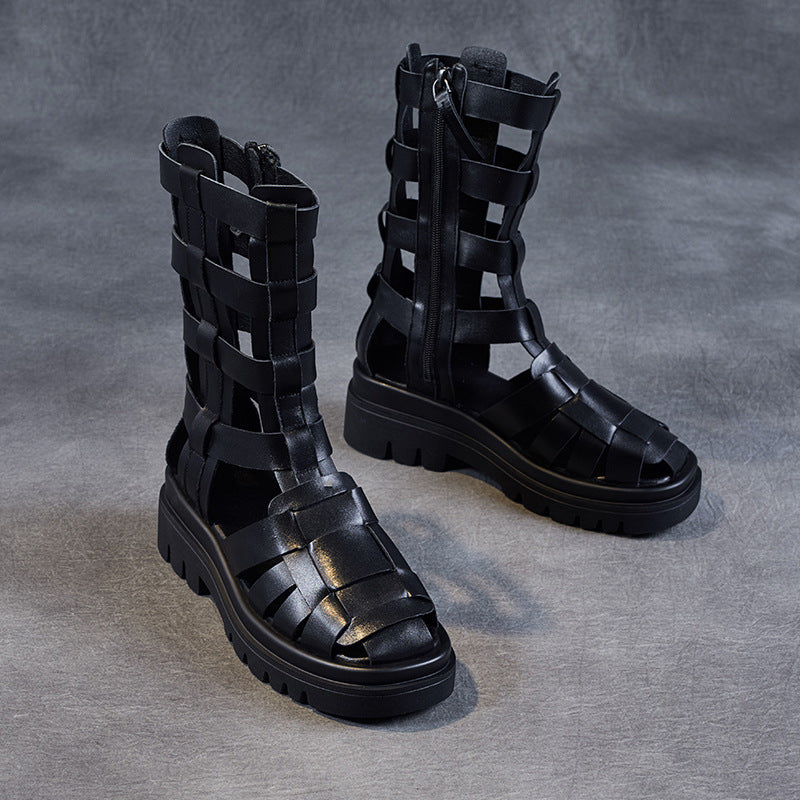 Dame Woven Open-Toe Ankel Støvler Stilla