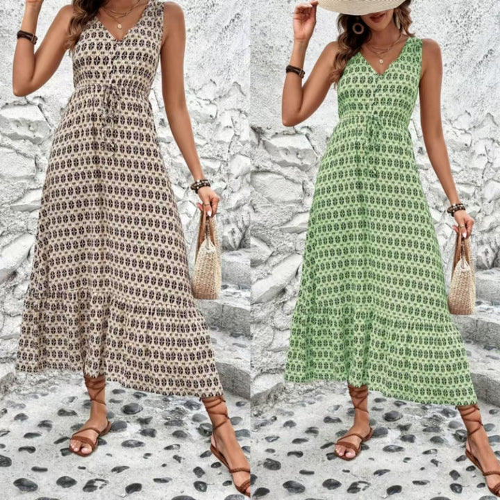 Dame Midi Kjole med elegant Bindefunktion Stilla