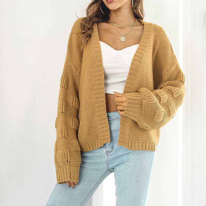 Kvinders chunky strik cardigan med voluminøse ærmer og åben front Stilla
