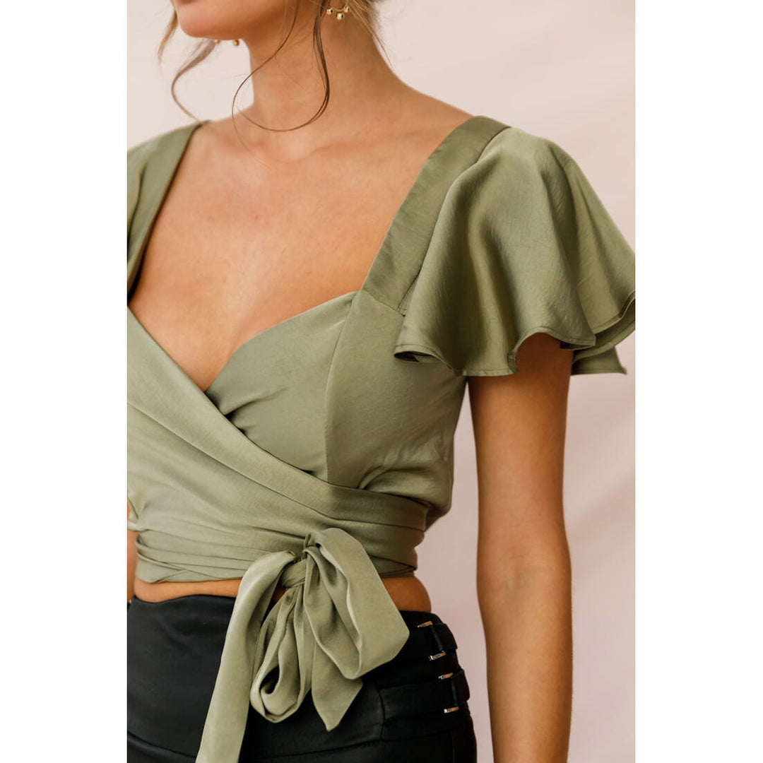 Dame wrap top med rynker Stilla