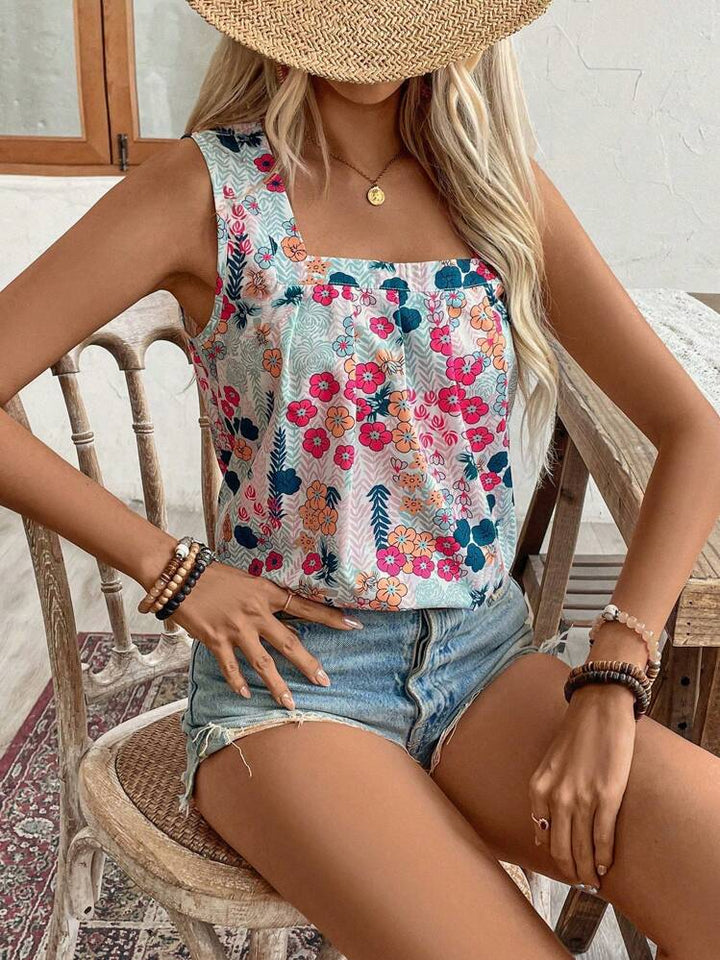 Dame Chiffon Top med florale accenter Stilla