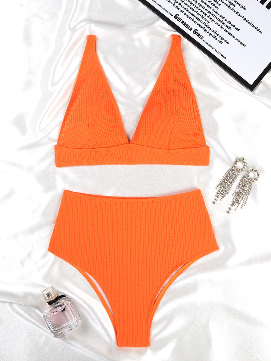 Dame Højtaljet Rib-Bikini-Sæt Stilla 1750313481