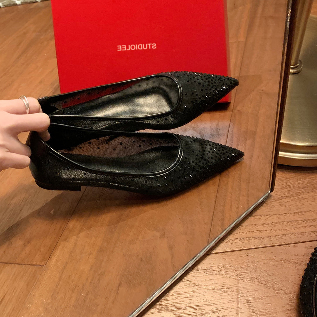 Damer elegante spidse ballerinaer med strass-dekor Stilla