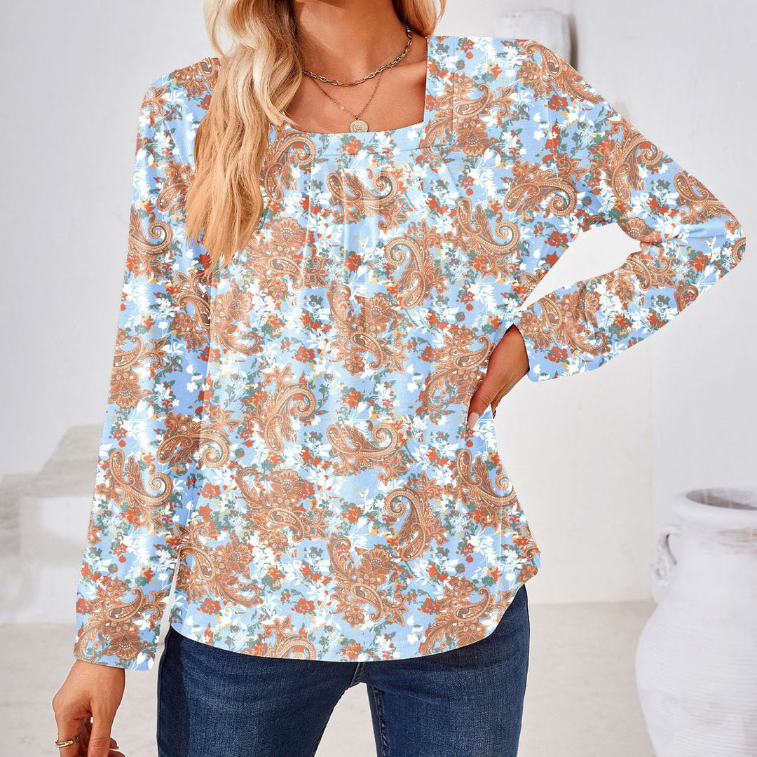Damebluse med blomsterdesign og firkantet udskæring Stiila