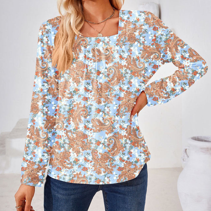 Damebluse med blomsterdesign og firkantet udskæring Stiila
