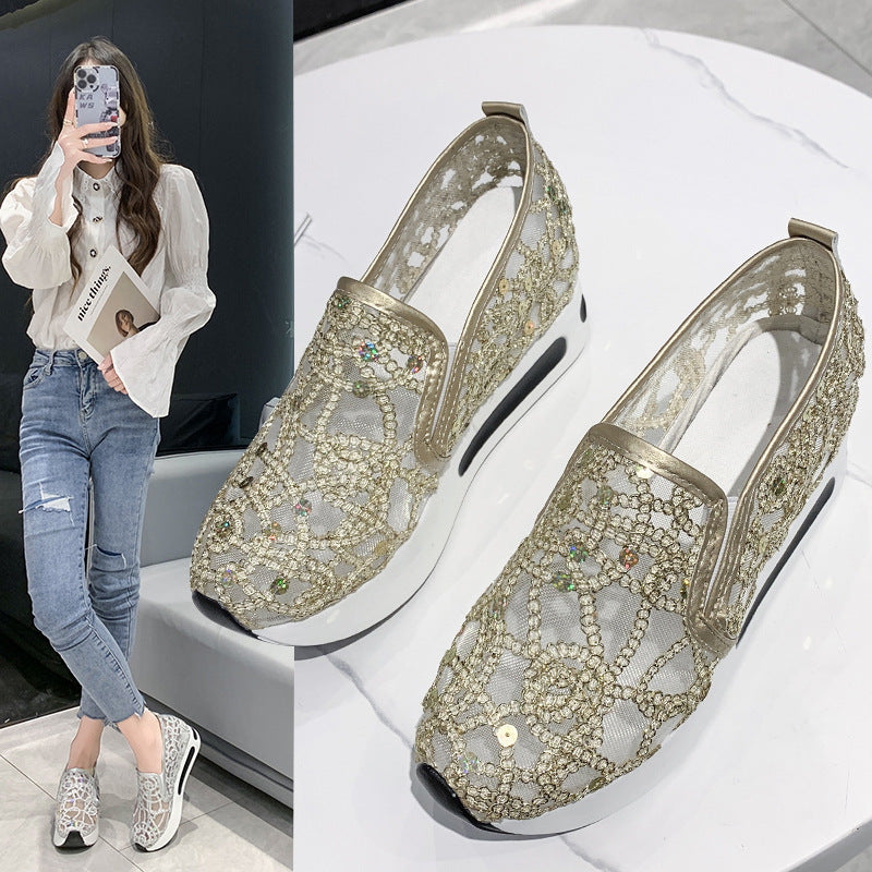 Dame Slip-On Sneakers med funklende spids-design og skridsikker sål Stilla