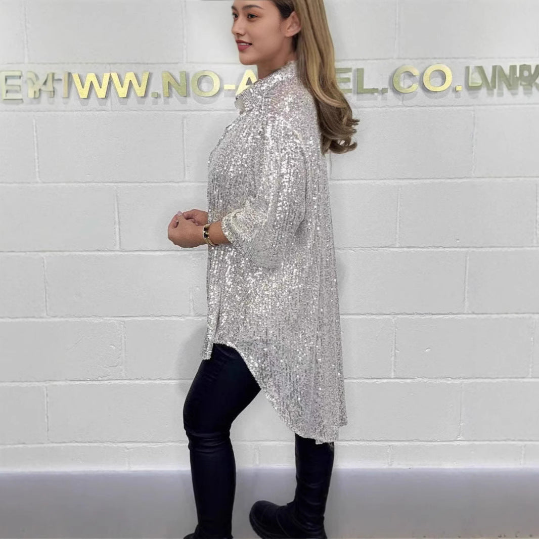 Dame Glamourøst Oversized Skjorte Stilla