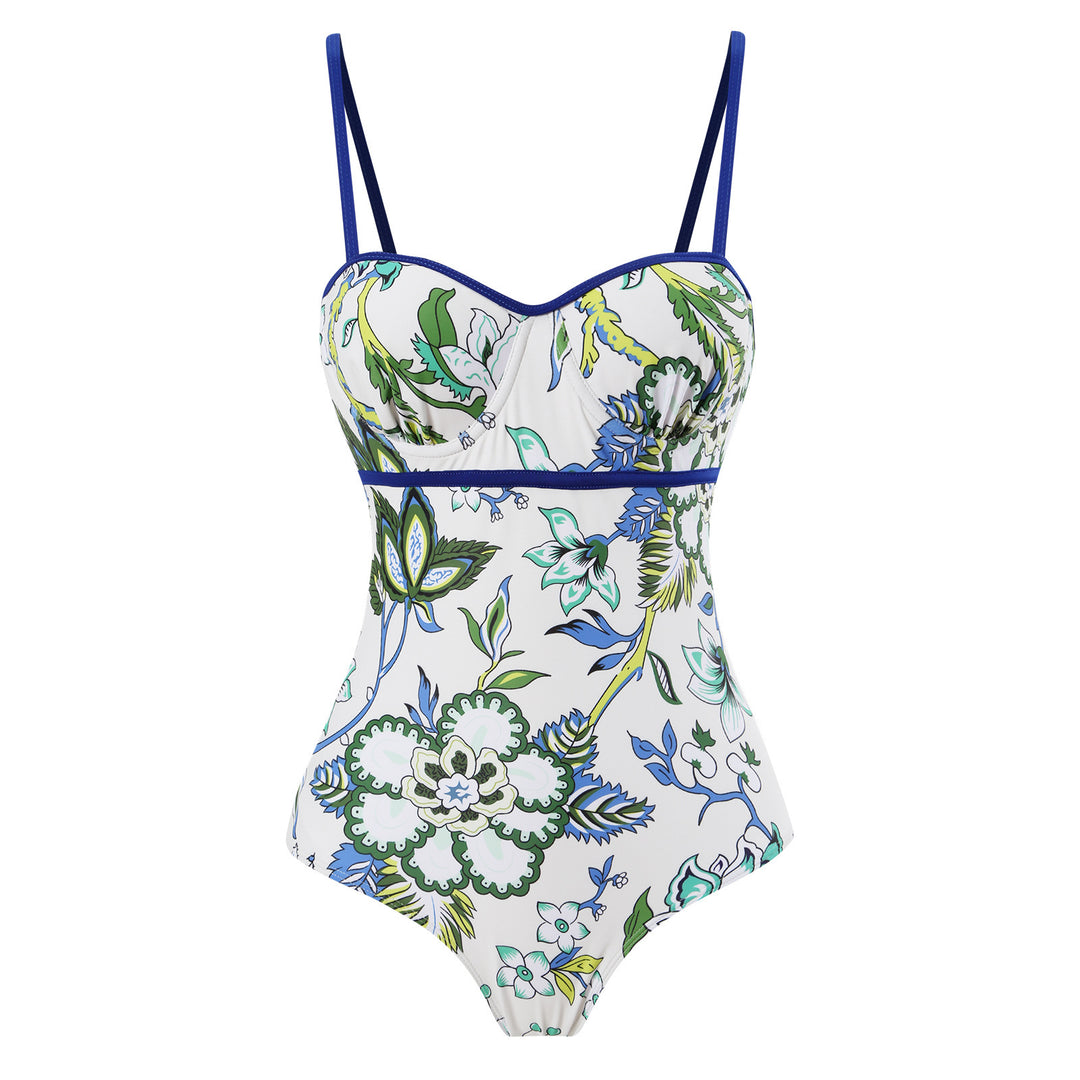 Dame badetøj sæt med blomster top og flot transparent sarong Stilla
