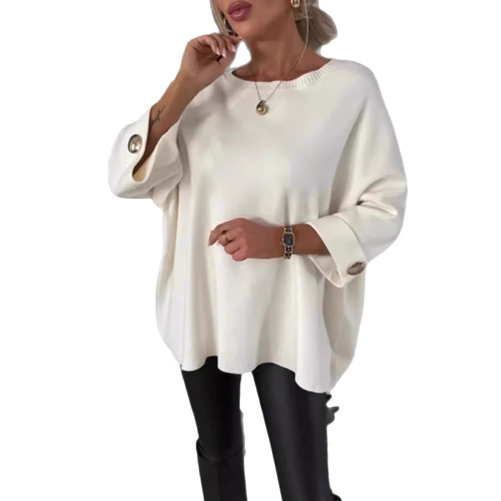Dame oversized strikket sweater med dekorative knapper Stilla