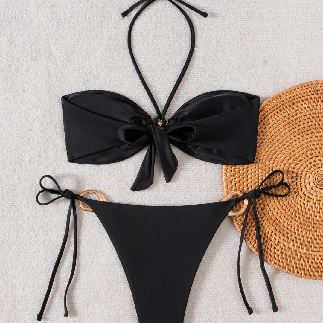 Dame Bandeau-Bikini med guldtilbehør Skovae