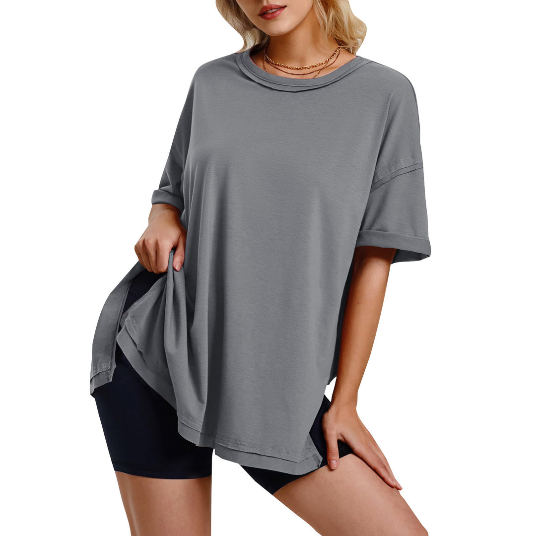 Dame afslappet oversized T-shirt med sidelommer og rund halsudskæring Stiila