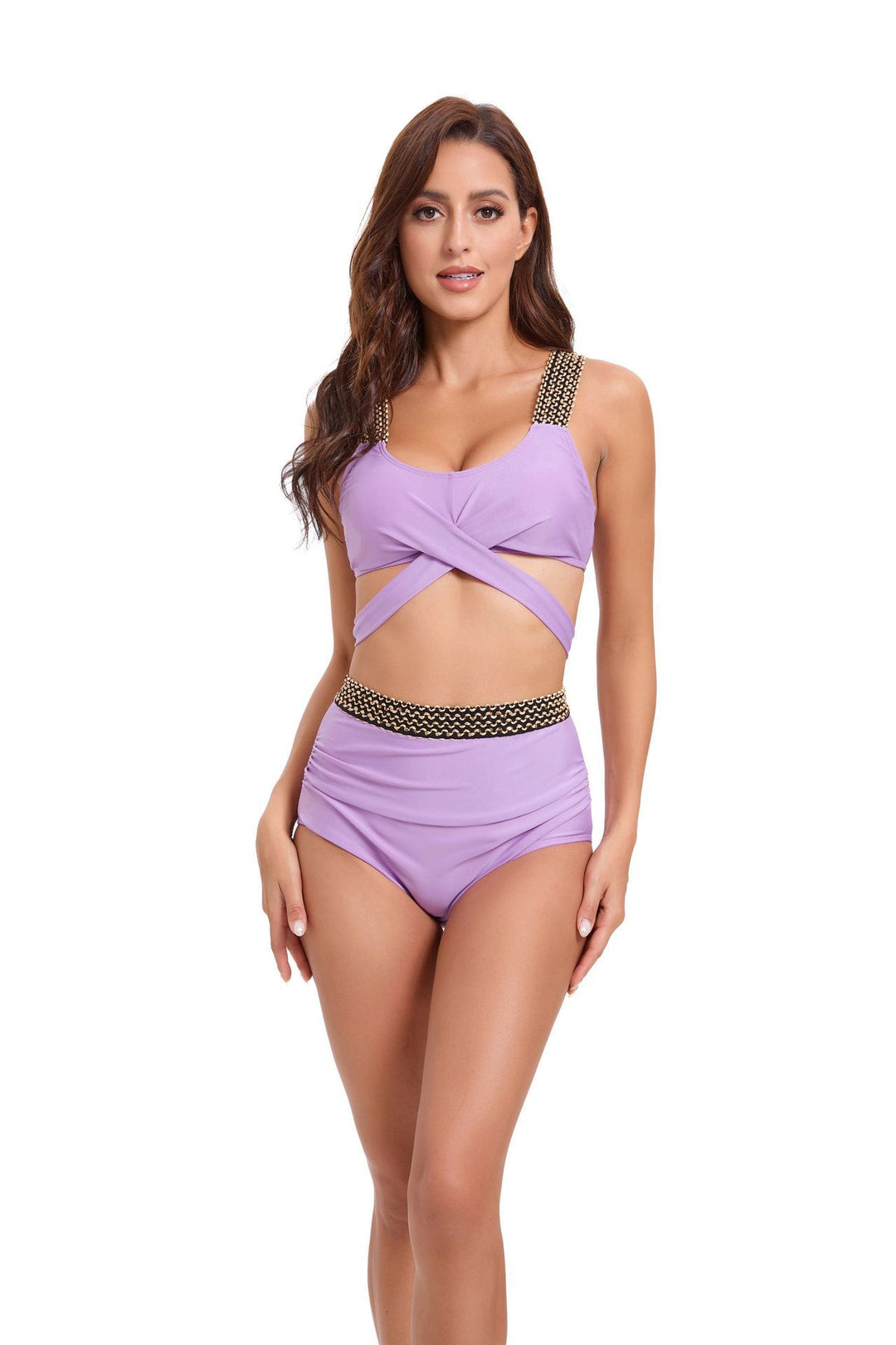 Dame High-Waist-Bikini-Sæt med moderne indpakningsdesign og elegante stropdetaljer Stilla