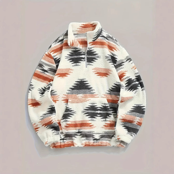 Dame Fleece-trøje med moderne lynlås og farverigt design Stilla