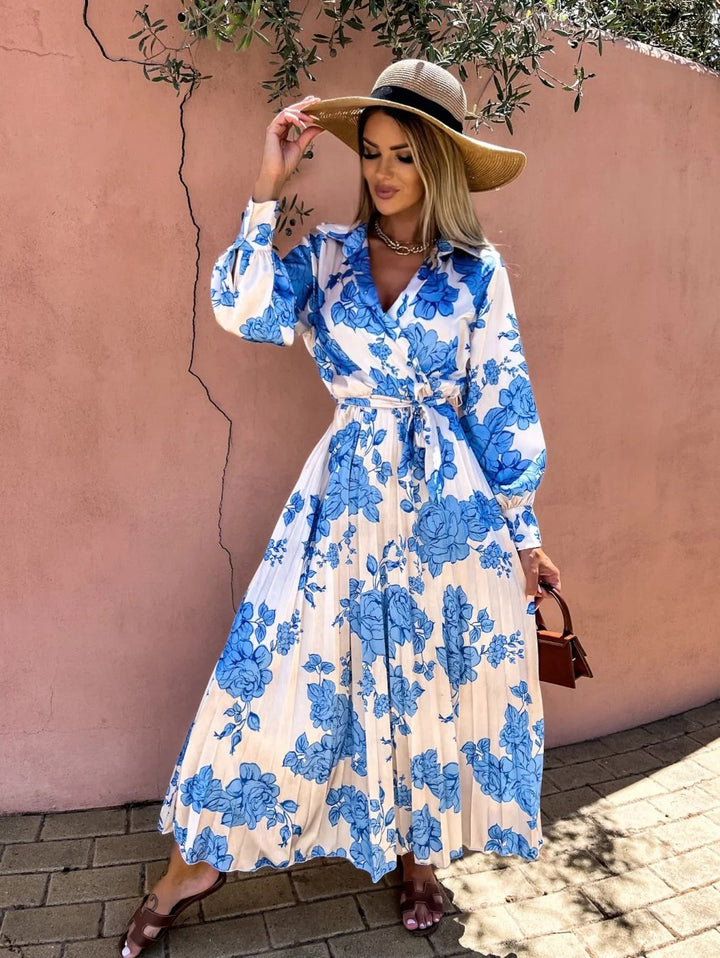 Kvinder Floral Print Langærmet Maxikjole Stilla
