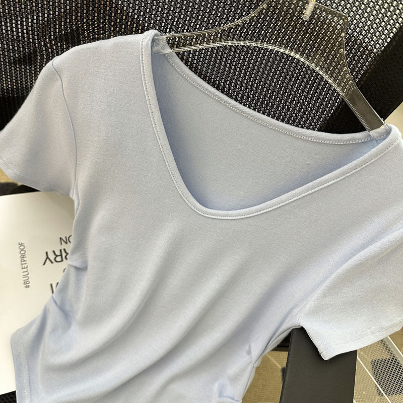 Dame V-Hals Fitted Basic T-Shirt Stilla