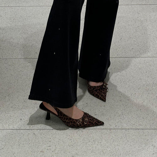 Dame spids Slingback-high heels med dobbelt spænde-detajle Stilla