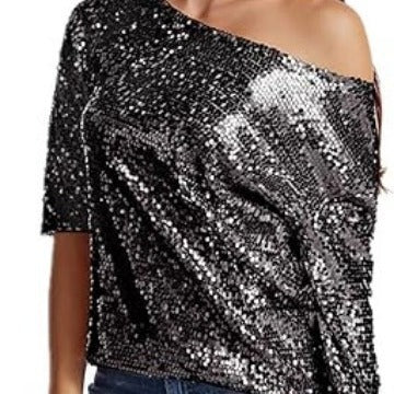 Dame Glitrende Off-Shoulder-Top med funkende Pailletter Stilla