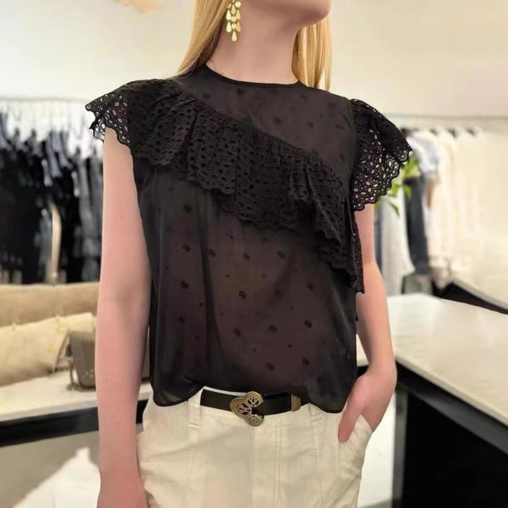 Damebluse med legende spidspuf og elegante detaljer Stilla