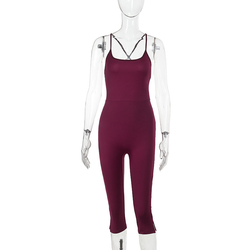 Dame sporty one-piece med spaghetti stropper og tætsiddende snit Skovae