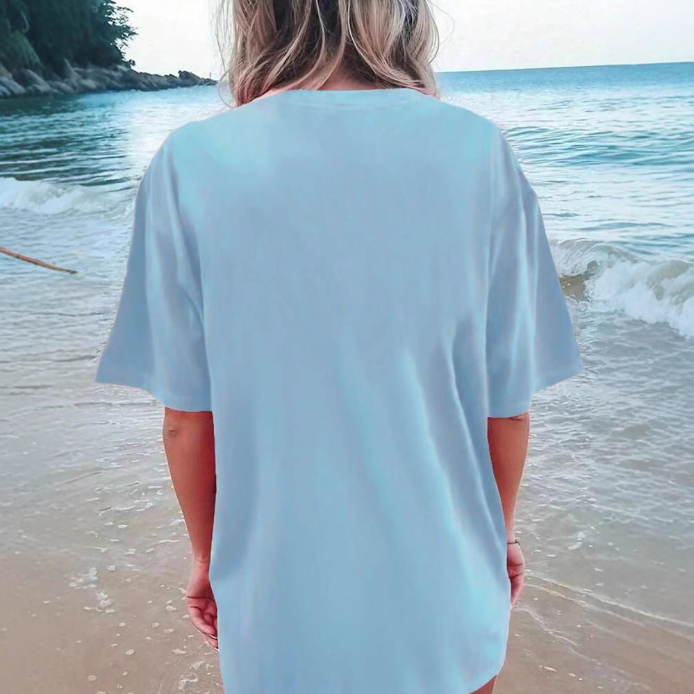 Dame Basic T-shirt med maritimt motiv Stilla