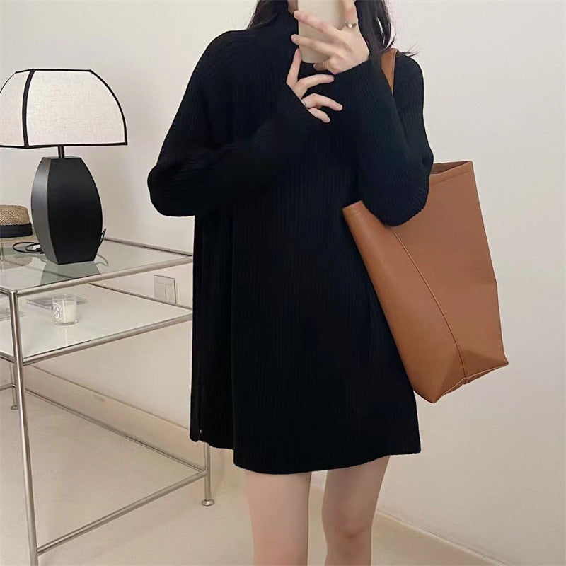 Kvinders chunky striktrøje med høj krave og tekstureret ribdesign Stilla