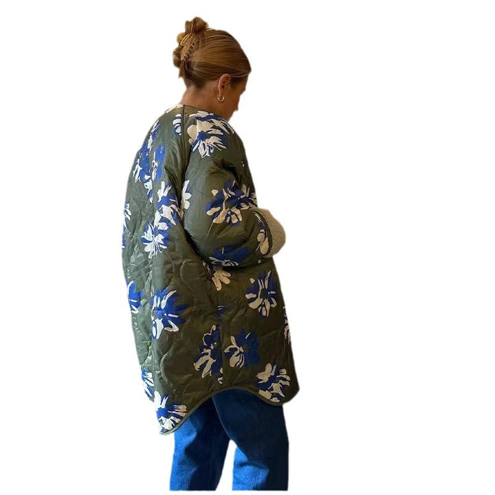 Dame quiltet blousonjakke med blomstret design og varmende indvendigt foer Stilla