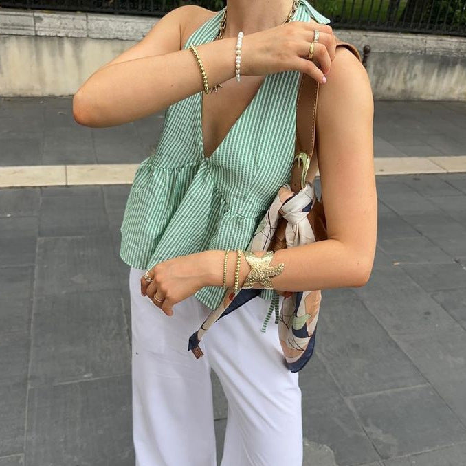 Femme Rüschen Peplum Halter Top Stilla