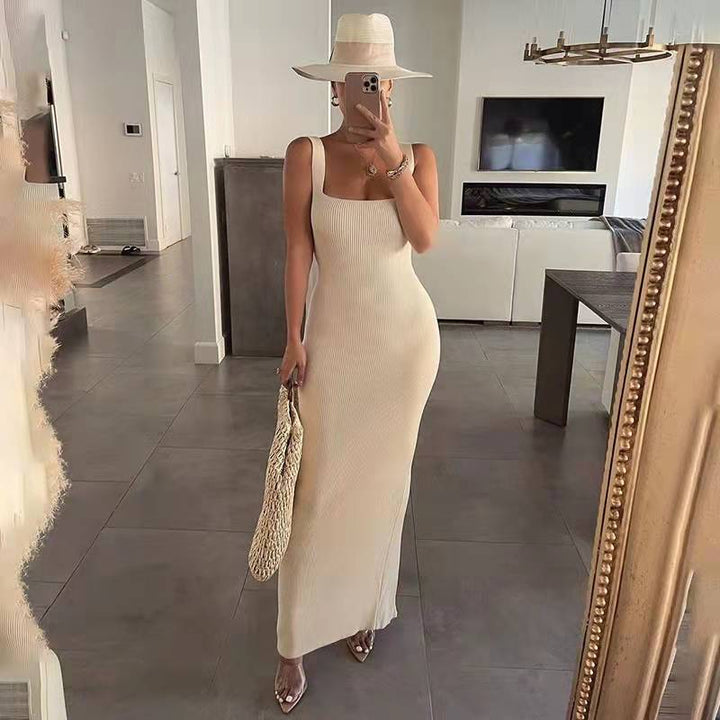 Dame Bodycon Maxikjole med skulderfri spids og elegant silhuet Stilla