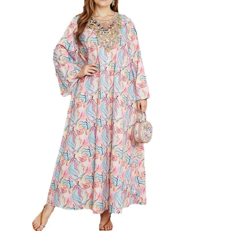 Dame Bohemian-stil Floral Maxi Kjole med dekoreret detalje Stilla
