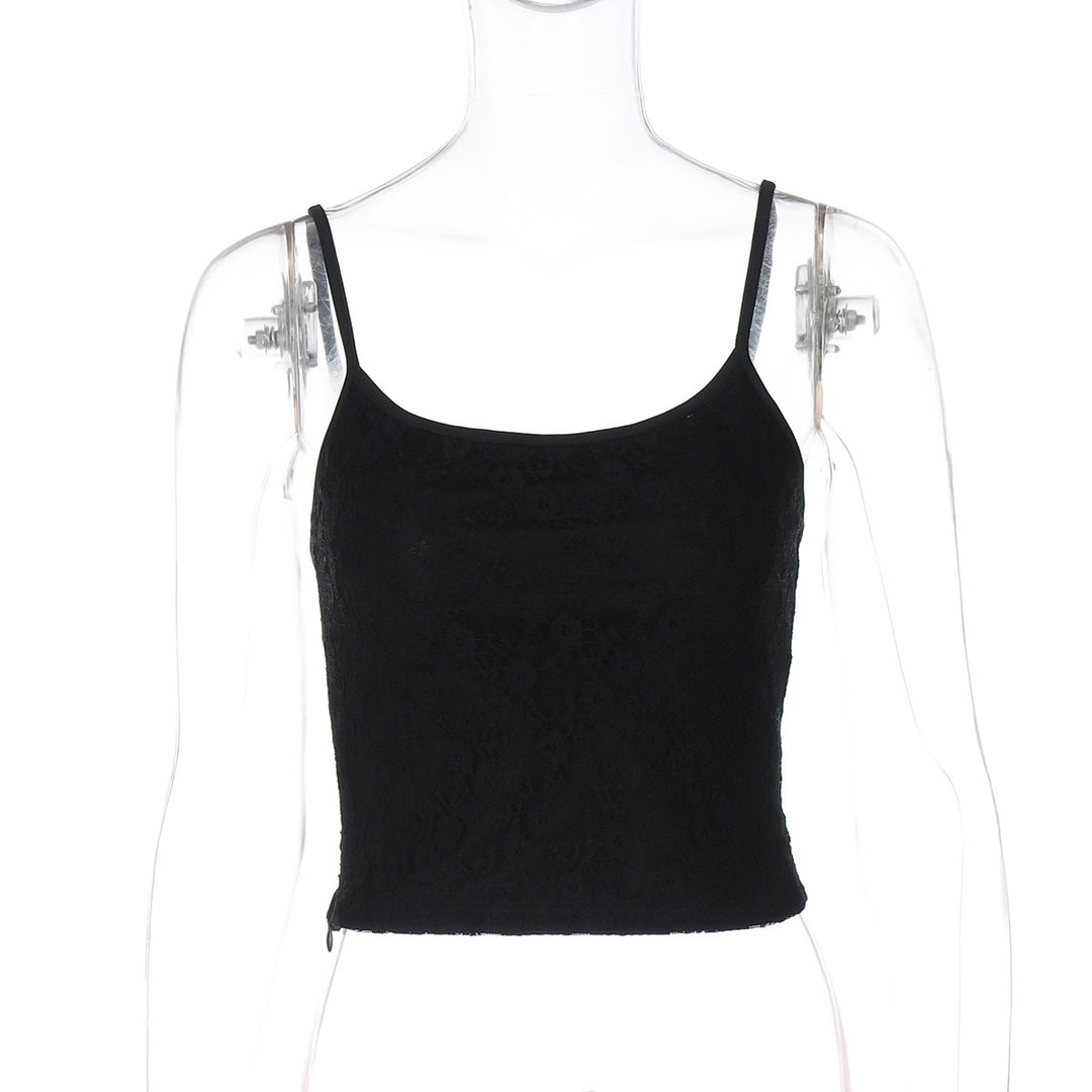 Dame moderne Cropped-Top med smalle spaghetti-stropper og elastisk materiale Stilla