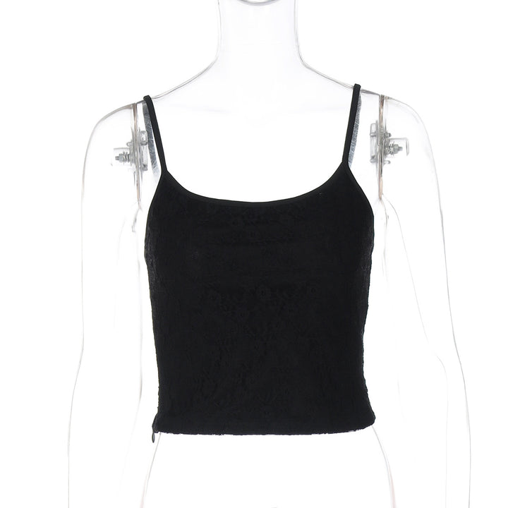 Dame moderne Cropped-Top med smalle spaghetti-stropper og elastisk materiale Stilla