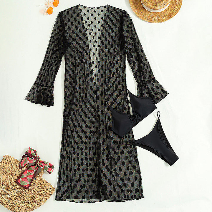 Dame transparent strandkimono lavet af let chiffon Stilla